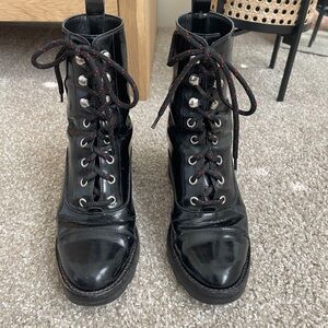 Marc Fisher Patent Leather Combat Boots